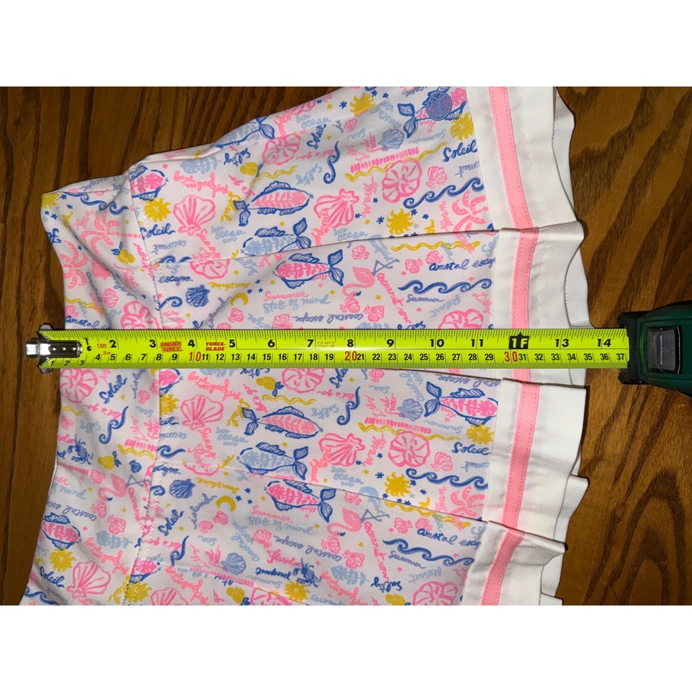 Lilly Pulitzer Luxletic Women 8 White Pink Coastal Print Pleated Tennis Skort - Picture 8 of 9